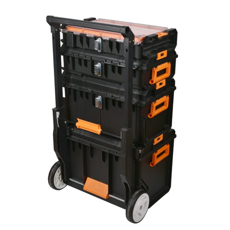4 in 1 Stacklable Sets Wheeled Plastic Trolley Tool Box