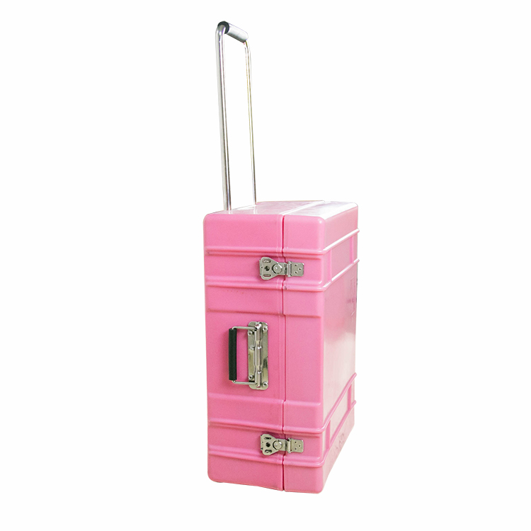 Pink trolley suitcase rotomolded case