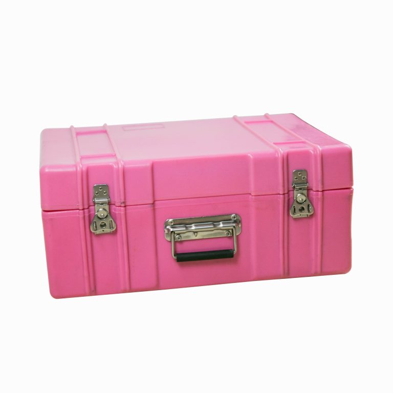 Pink trolley suitcase rotomolded case