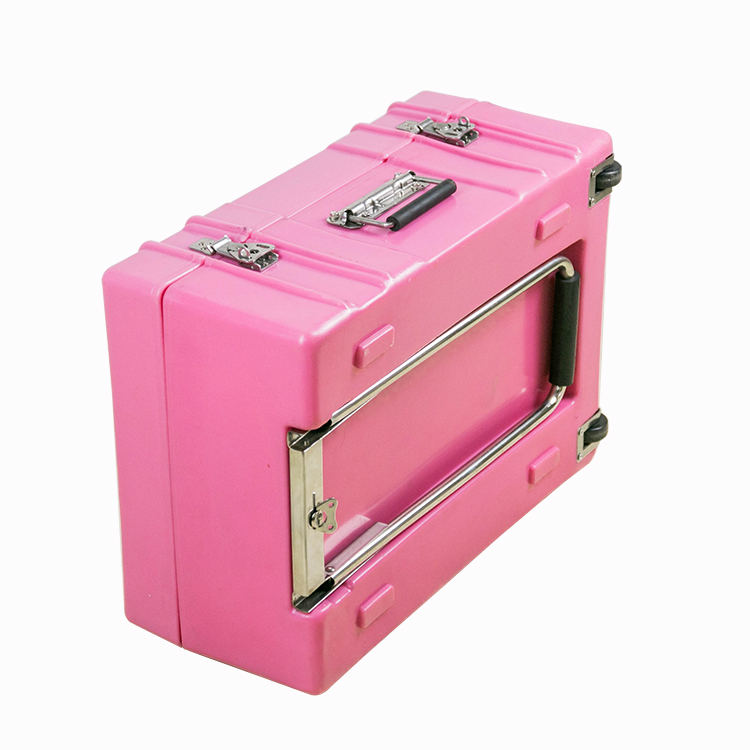 Pink trolley suitcase rotomolded case