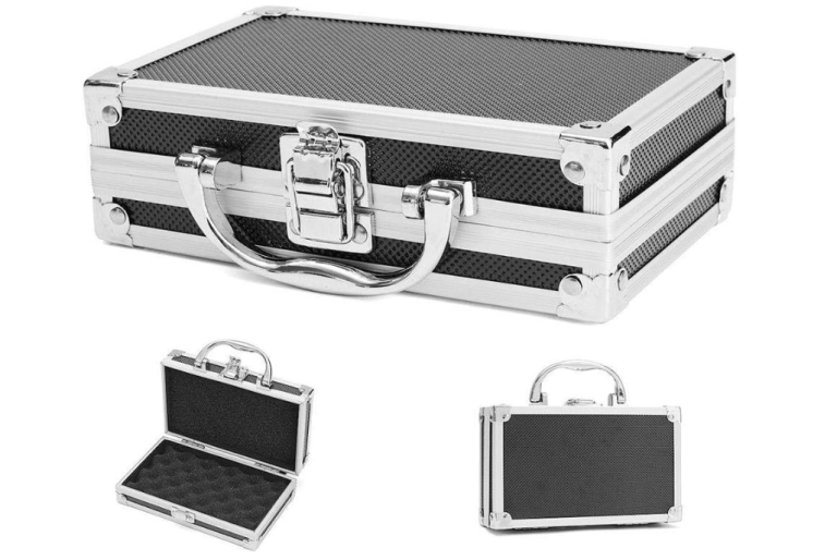 Aluminum Carrying Case,Mini Aluminum Case Foam Briefcase ToolBox Carrying Case