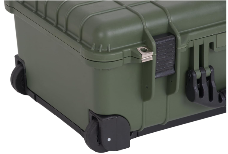 All Weather Rolling Waterproof Dry Case with Retractable Pull Handle and Wheels Foam Inserte