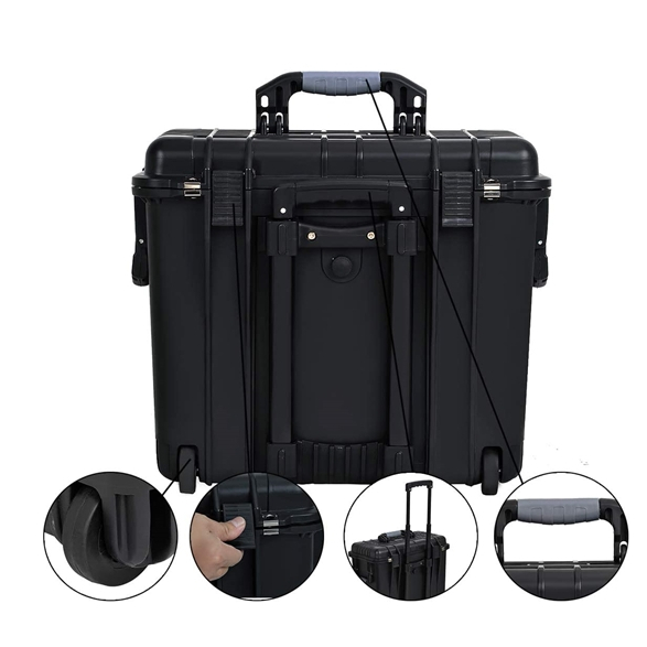 IP67 Waterproof  Retractable handle wine protrction box Hard plastic case with trolley