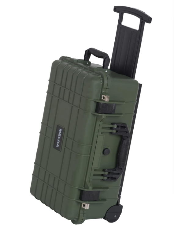 All Weather Rolling Waterproof Dry Case with Retractable Pull Handle and Wheels Foam Inserte