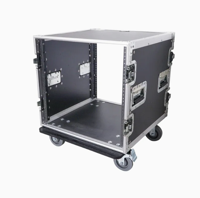 12u Vertical Power AMP Rack Mount Flight Case with Caster Wheels
