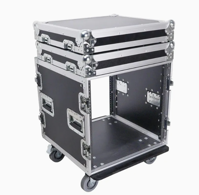 12u Vertical Power AMP Rack Mount Flight Case with Caster Wheels