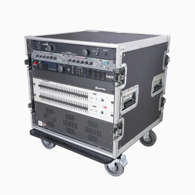 12u Vertical Power AMP Rack Mount Flight Case with Caster Wheels