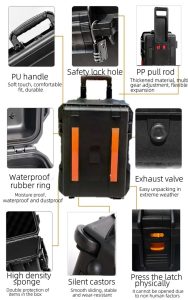 Waterproof Hard Plastic Drone Case Protective Pull Rod Tool Case with Wheels