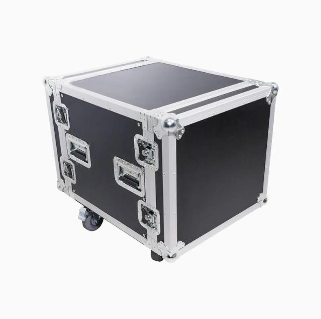 12u Vertical Power AMP Rack Mount Flight Case with Caster Wheels