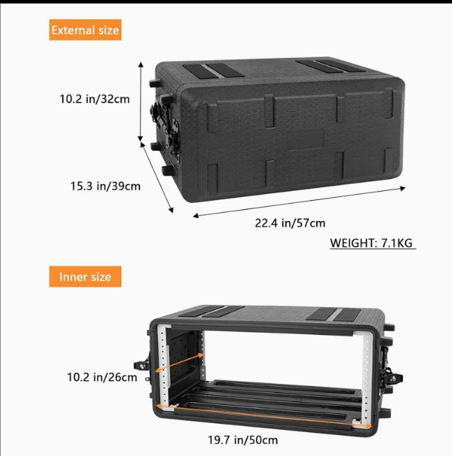 4u Durable Rotomolded Flight Rack Case Molded Amplifier Case PRO-Audio PA DJ Road Travel Mount Case with Customized Foam