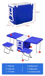 28L Outdoor Camping Folding Portable Insulated Ice Bucket Wheeled Cooler Box