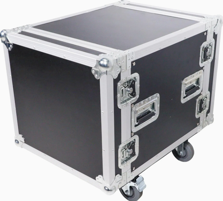 12u Vertical Power AMP Rack Mount Flight Case with Caster Wheels